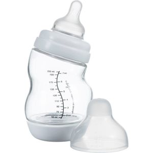 Difrax Glazen Babyfles 200 ml Wide - S-Fles - Anti-Colic - Wit - 1 stuk