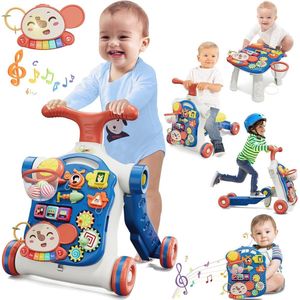 5-in-1 Loopwagen en Babywalker met Muziek en Afneembaar Speelbord voor Kinderen van 3 tot 30 Maanden