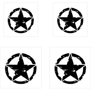 Vijfpuntige sterstickers - Set van 4 - Zwart - Aangepaste autostickers