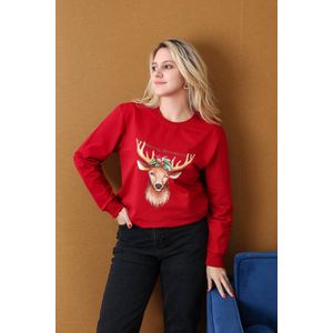 Emilie collection - Kersttrui - rood - rendier - chique - stijlvol - L