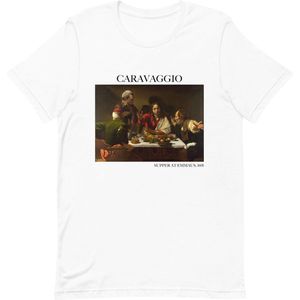 Caravaggio 'Het Avondmaal in Emmaüs' (""Supper at Emmaus"") Beroemd Schilderij T-Shirt | Unisex Klassiek Kunst T-shirt | Wit | L
