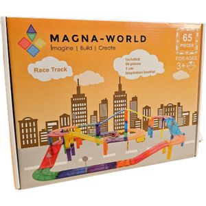Magna-World® Race Track 65 stuks - Magnetisch speelgoed - Racebaan - Magnetische bouwstenen - Montessori speelgoed - STEM speelgoed - Magnetic Tiles - Compatibel met de grote merken