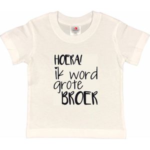 Shirt Aankondiging zwangerschap Ik word grote broer | korte mouw | zwart | maat 86/92 zwangerschap aankondiging bekendmaking Baby big bro brother