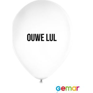 Ballonnen ""Ouwe Lul"" Wit met opdruk Zwart