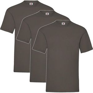 3 Pack Chocolate Shirts Fruit of the Loom Ronde Hals Maat XL Valueweight