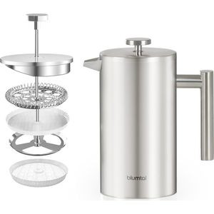 Blumtal French Press Koffiemaker – French Press RVS – French Press Dubbelwandig – Cafetiere – Verse Koffiemaker - 1000 ml