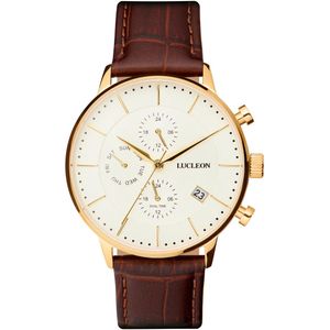 Lucleon Laurens Ternion roestvrijstalen horloge met dubbele tijdzone voor heren