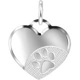 Lucardi Dames Zilveren hanger hart hondenpoot - Hanger - 925 Zilver - Zilverkleurig