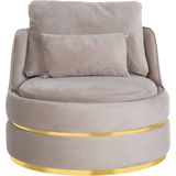 Richmond Interiors Fauteuil Kylie khaki velvet / gold (Quartz Khaki 903)