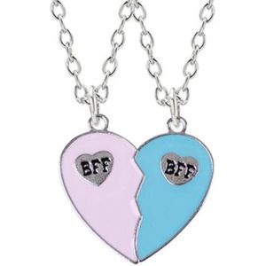 Fako Bijoux® - Vriendschapsketting - BFF Ketting - Hart BFF - Best Friends Forever - Blauw/Paars