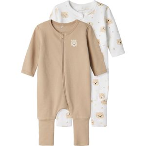 NAME IT NBNNIGHTSUIT 2P ZIP FF OXFORD BEAR NOOS Unisex Pyjama - Maat 98