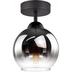 Plafondlamp Industrieel voor Woonkamer, Eetkamer - Plafonniere E27 LED - Smoking Glas - 1-lichts - 1 bol - Rookglas