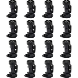 Verstelbare Meubelpoten - 16 Stuks - Inclusief 2.7cm Plintclippen en schroef - 9.5-12.5 cm - Meubelpoot - Meubelpootjes Verstelbaar - Meubelpoten voor kast - Zwart - Kunststof