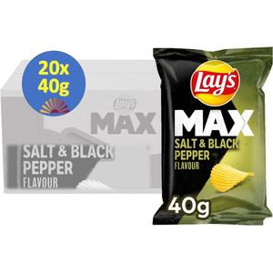 Lays chips Max salt & black pepper 40g - displaydoos 20 zakjes - peper en zout chips