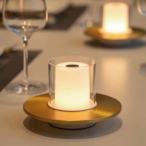 luxe Tafellamp Oplaadbaar Draadloos en dimbaar Moderne touch lamp Goud 80 uur brandtijd