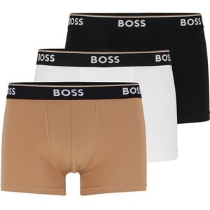 HUGO BOSS Power trunks (3-pack) - heren boxers kort - beige - zwart - wit - Maat: S