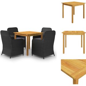 vidaXL Tuinset - Tuinsets - Eetset - Eetsets - 5-delige Tuinset zwart