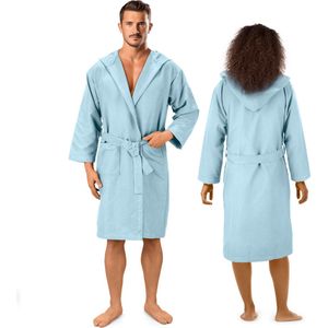 JEMIDI unisex badjas van microvezel - Voor dames en heren - Sneldrogend - Maat L in lichtgrijs - Met capuchon