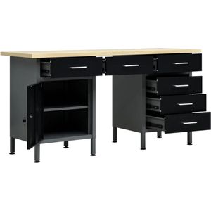 vidaXL Werkbank 160x60x85 cm staal zwart - Werkbank - Werkbanken - Werktafel - Werktafels