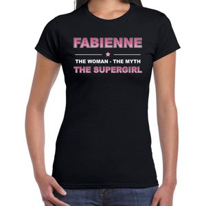 Naam cadeau Fabienne - The woman, The myth the supergirl t-shirt zwart - Shirt verjaardag/ moederdag/ pensioen/ geslaagd/ bedankt XXL