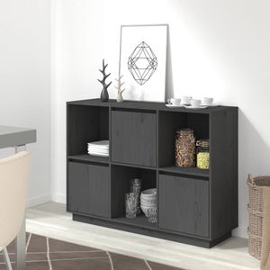 The Living Store Dressoir - Grenenhout - 110.5 x 35 x 80 cm - Grijs