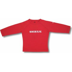 Twentyfourdips | T-shirt lange mouw baby met print 'Shirtje' | Rood | Maat 68 | In giftbox