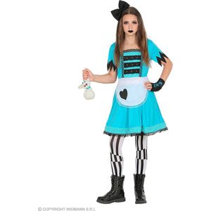 Widmann - Alice In Wonderland Kostuum - Bewonderde Alice In Wonderland - Meisje - Blauw - Maat 128 - Halloween - Verkleedkleding
