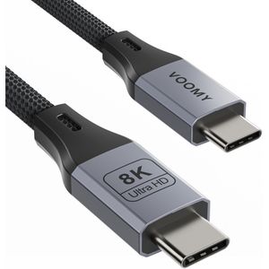 Voomy 240W Premium USB C Kabel - 20 Gbps - 8K Ultra HD - USB C naar USB C - 1.8 Meter - Oplaadkabel, Datakabel & Snellader - Geschikt voor o.a. Samsung Galaxy / MacBook / iPad Pro / iPhone 15 - Gevlochten kabel