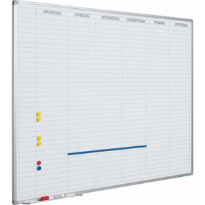 Whiteboard Deluxe - 60x90cm - Planbord - Geëmailleerd staal - Weekplanner - Maandplanner - Jaarplanner - Magnetisch - Wit - Nederlands