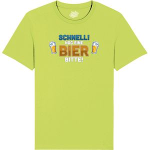 Schnell! Nog Eine Bier Bitte! - Grappige Apres Ski Wintersport Kleding - Mannen / Vrouwen / Unisex - Foute Ski en Snowboard Vakantie Outfit Cadeau - Unisex T-Shirt - Appel Groen - Maat S