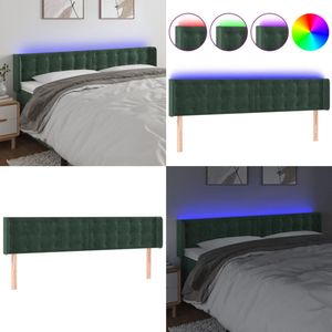 vidaXL Hoofdbord LED 203x16x78/88 cm fluweel donkergroen - Hoofdbord - Hoofdborden - Hoofdeinde - Houten Hoofdbord