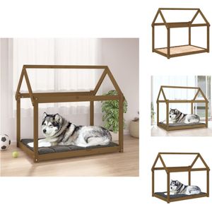 vidaXL Hondenmand s Massief Grenenhout 111x80x100 cm - Comfortabel en Stabiel - Dierenkussen