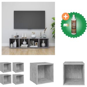 vidaXL Tv-meubelen 4 st 37x35x37 cm spaanplaat betongrijs - Kast - Inclusief Houtreiniger en verfrisser