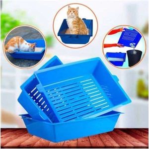 Open Cat Toilet by Worldstar Products - Blauw - Kattenbak - Zeefsysteem- 43 x 33 x 11 cm