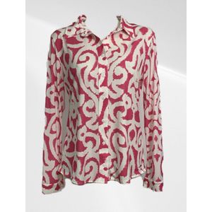 Angelle Milan - Casual blouse - Roze patroon - Travelstof - Maat XXL - In 5 maten verkrijgbaar