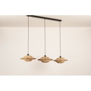 Lumidora Hanglamp 31248 - BAMBOO - 3 Lichts - E27 - Zwart - Bruin - Naturel - Metaal