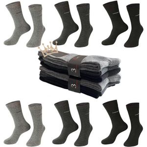 Nakkie's luxe katoenen sokken die niet knellen - 6 paar - Maat 47-50 - Ruime boord - Wijde boord - Naadloos - Grijs mix - Cadeau tip - vaderdag kado tip