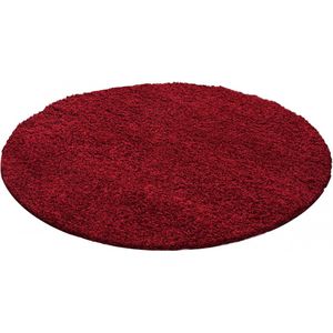 Tapijtenloods Dream Rond Shaggy vloerkleed Rood Hoogpolig- 80 CM ROND