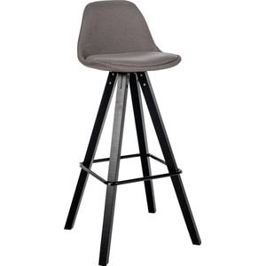 CLP Corbin Barkruk - Met rugleuning - Hout Vierkant frame - Stof - taupe zwart