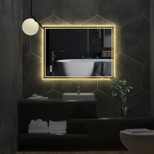 RG Enterprises® - Badkamer led Spiegelverlichting - waterdicht - Anti mist - Dim functie - 80x60cm - Silver