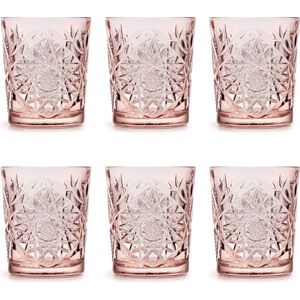 Libbey Drinkglas Hobstar Coral Pink – 355 ml/ 35,5 cl - 6 stuks - vintage design - vaatwasserbestendig - hoge kwaliteit