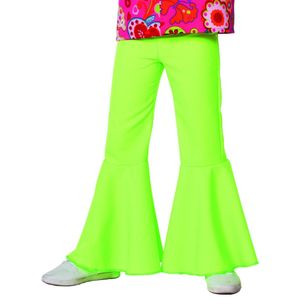 Carnavalskleding Hippie broek bi-stretch neon-groen kind Maat 116