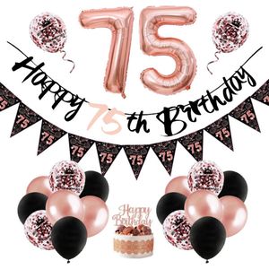 Verjaardag Ballon 75 | Snoes Chique de Frique - Feestpakket | Rose en Zwart