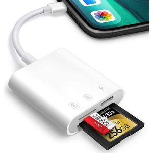 Strolox Cardreader met Lightning Aansluiting - Inclusief Oplaadpoort - SD Kaart en Micro SD kaart