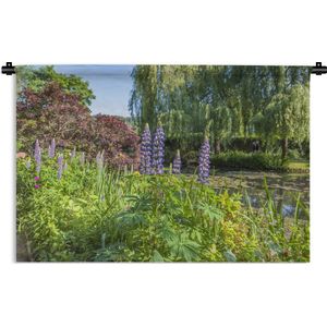 Wandkleed Monet's tuin - Tuin met kleurrijke kleuren in de Franse tuin van Monet in Europa Wandkleed katoen 60x40 cm - Wandtapijt met foto