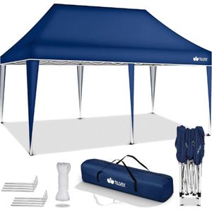 Tillvex Deluxe Partytent - Partytent Opvouwbaar - Party Tent - Feesttent - Paviljoen - Partytent 3x6 - Partytent Waterdicht - Blauw