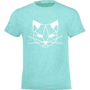 Be Friends T-Shirt - Cat - Kinderen - Mint groen - Maat 4 jaar