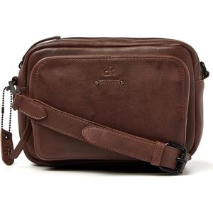dR Amsterdam Schoudertas | Schoudertas dames | Crossbody tas dames | Handtassen dames | Leren schoudertas | Tampa - 933738 Brown