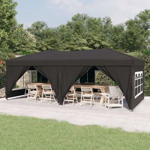 The Living Store Inklapbare Partytent - 580 x 292 x 245 cm - Antraciet - Stalen Frame