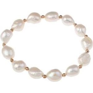 Zoetwaterparel armband Pearl Rosé - echte parels - wit - rosé goud - elastisch